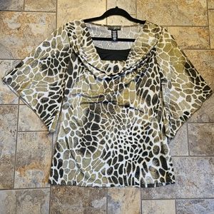 NEW LISTING: J.T.B. Giraffe Print Angel Sleeve Cowl Neck Top
